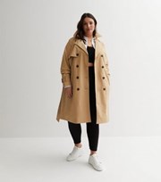 New Look Curves Camel Belted Trench Coat